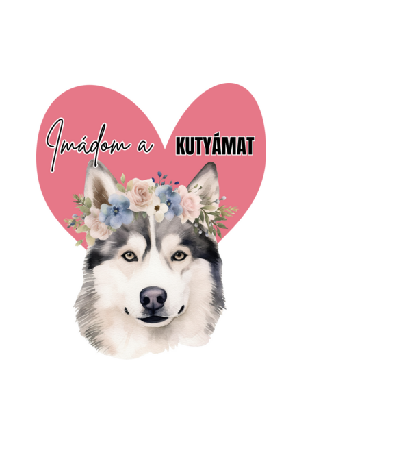 Imádom a kutyámat - Husky minta világoskék pólón