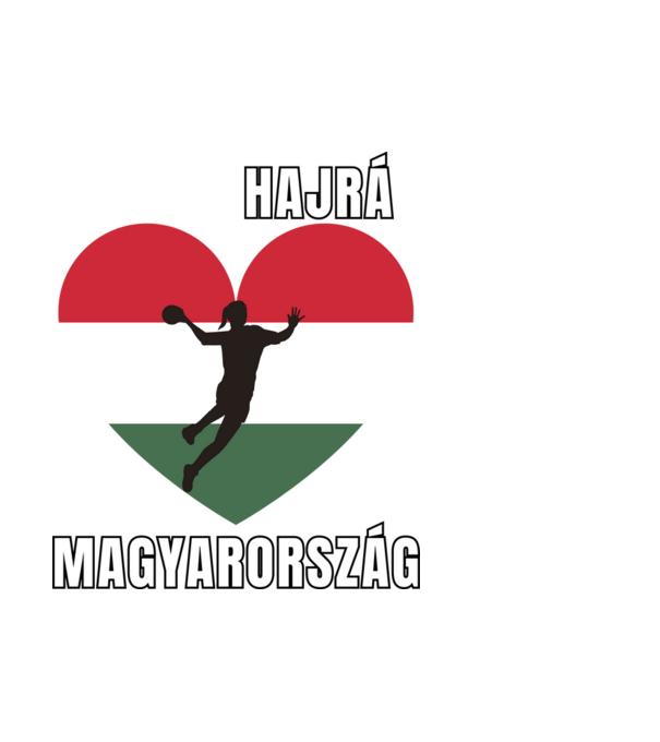 Kézilabda, Hajrá Magyarország, Magyar szív, Szurkolói design minta fehér pólón