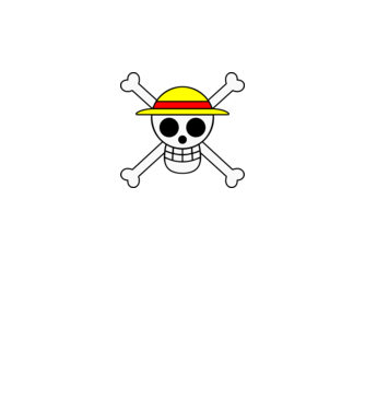 One Piece - Luffy szalmakalapos halálfej minta fekete pólón