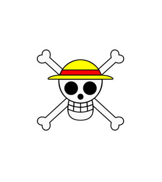 One Piece - Luffy szalmakalapos halálfej minta fehér pólón