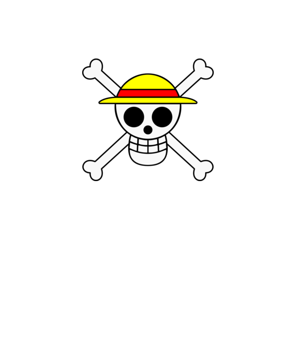 One Piece - Luffy szalmakalapos halálfej minta fekete pólón