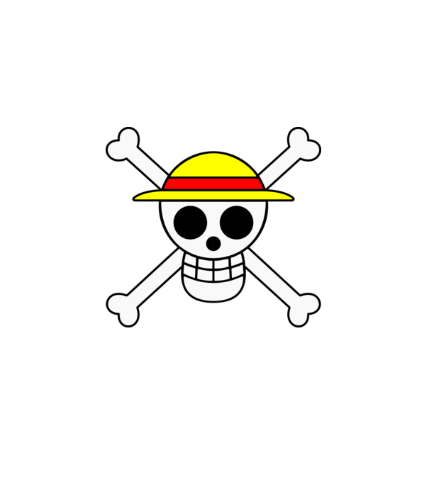 One Piece - Luffy szalmakalapos halálfej minta fekete pólón