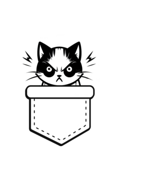 angry cat minta világoskék pólón