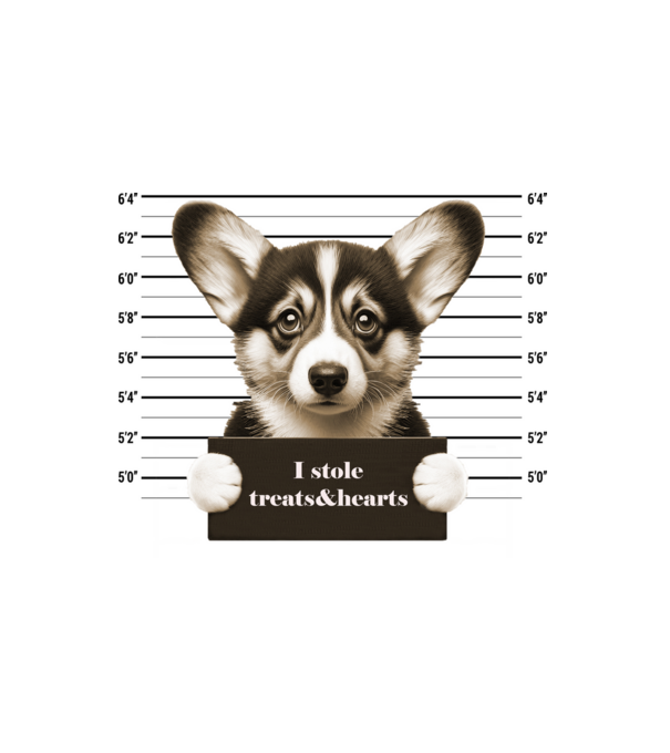corgi_bűntett minta fehér pólón