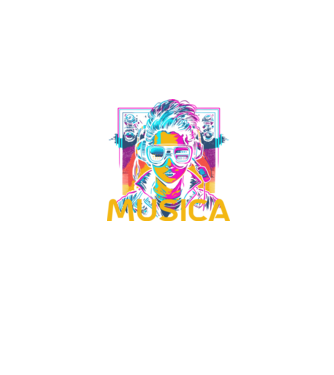 015 Musica minta farmerkék pólón