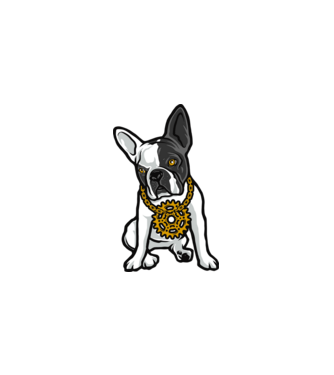 French bulldog minta fekete pólón