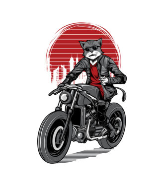 Cat Rider minta fekete pólón