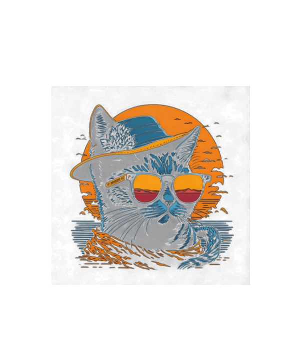 Funny Cat 2 minta fehér pólón