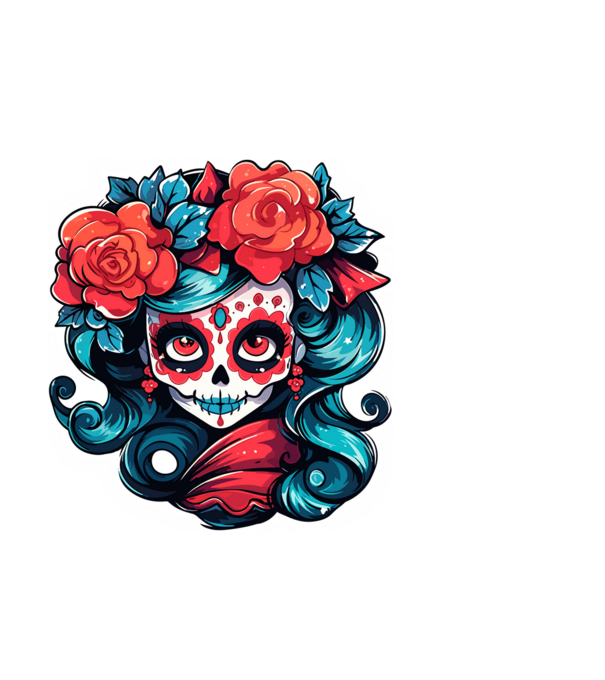 Día de Muertos minta világoskék pólón