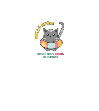 Helló Nyár! Beach Body nincs. Ne keresd. Cica  minta fehér pólón