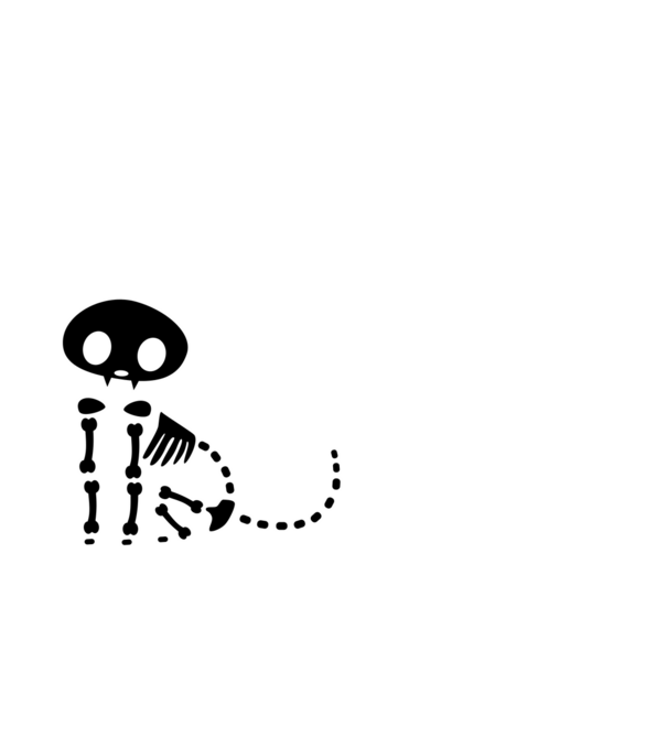 Happy Halloween csontvázas cica minta fekete pólón