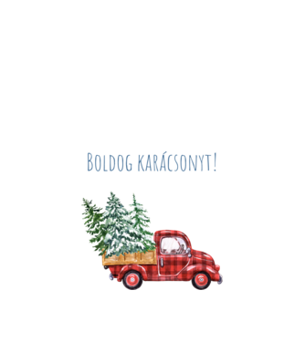 Boldog Karácsonyt autó minta fehér pólón