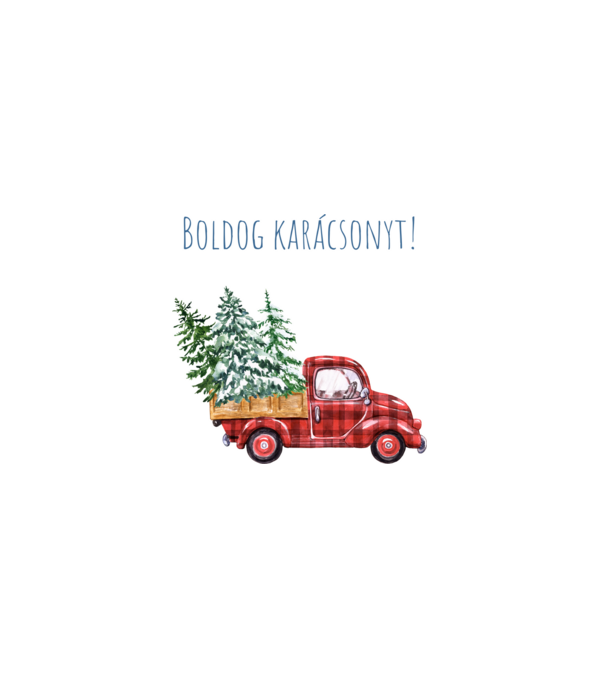 Boldog Karácsonyt autó minta fehér pólón