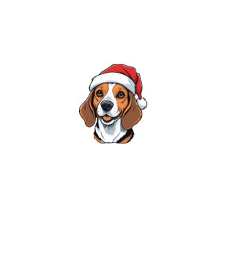Cuki Beagle mikulás sapkával minta fekete pólón