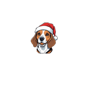 Cuki Beagle mikulás sapkával minta fekete pólón