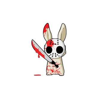 Horror nyuszi halloween pólóminta minta rózsaszín pólón