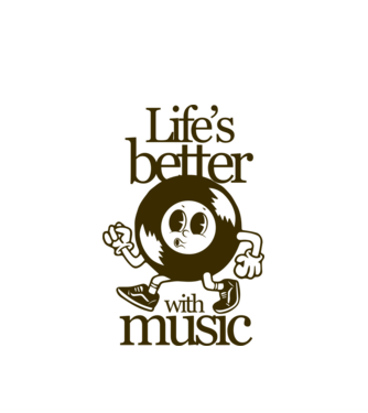 Life's better with music minta fehér pólón