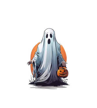 halloween szellem minta fehér pólón