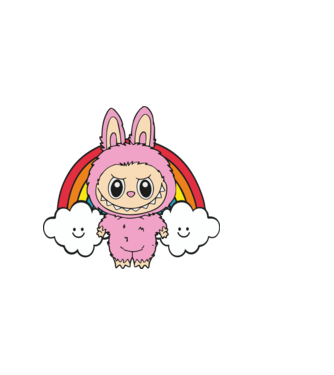 pink labubu minta világos rózsaszín pólón
