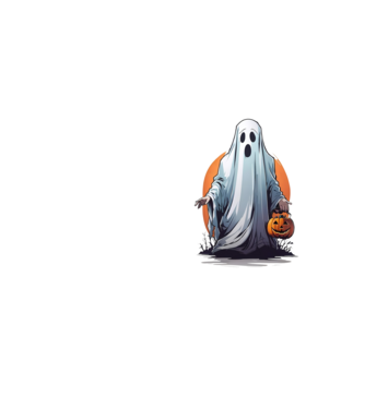 halloween szellem minta neonsárga pólón