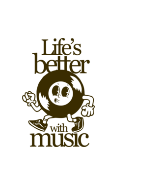 Life's better with music minta fehér pólón