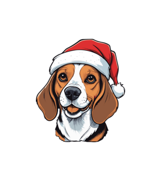 Cuki Beagle mikulás sapkával minta fehér pólón