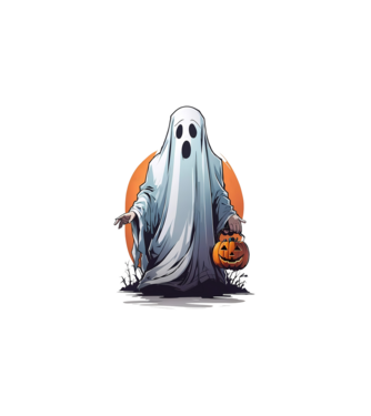 halloween szellem minta fehér pólón