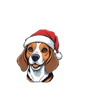 Cuki Beagle mikulás sapkával minta fekete pólón