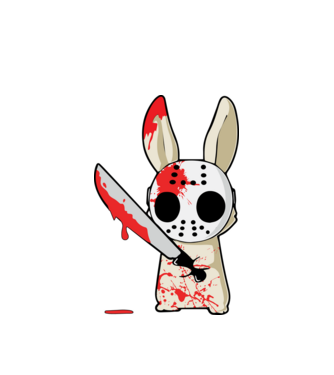 Horror nyuszi halloween pólóminta minta fehér pólón