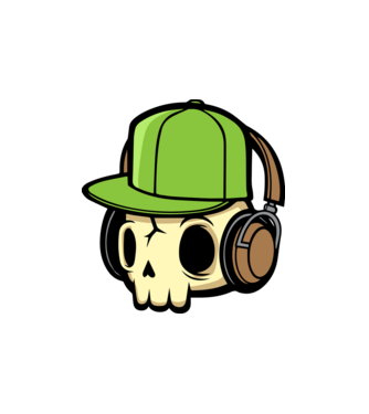 koponya music halloween póló minta minta fehér pólón