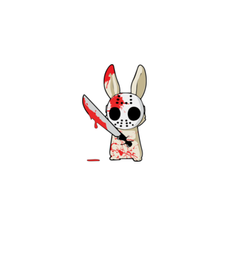 Horror nyuszi halloween pólóminta minta piros pólón