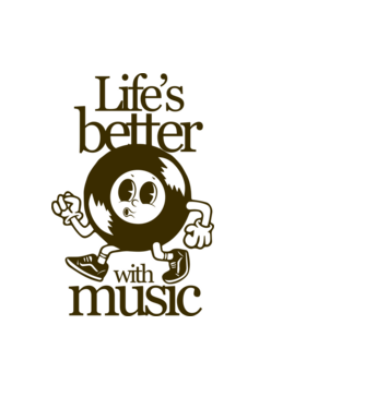 Life's better with music minta világoskék pólón
