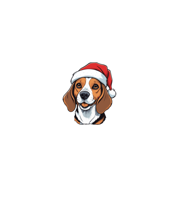 Cuki Beagle mikulás sapkával minta fekete pólón