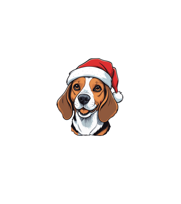 Cuki Beagle mikulás sapkával minta szürke pólón