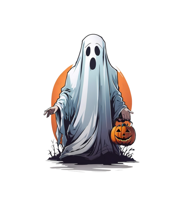 halloween szellem minta fehér pólón