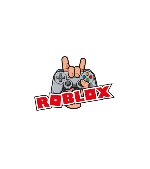 roblox és kontroller minta fehér pólón