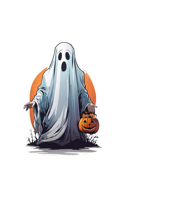 halloween szellem minta fehér pólón