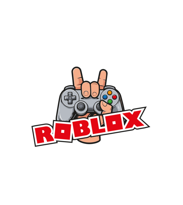 roblox és kontroller minta fehér pólón