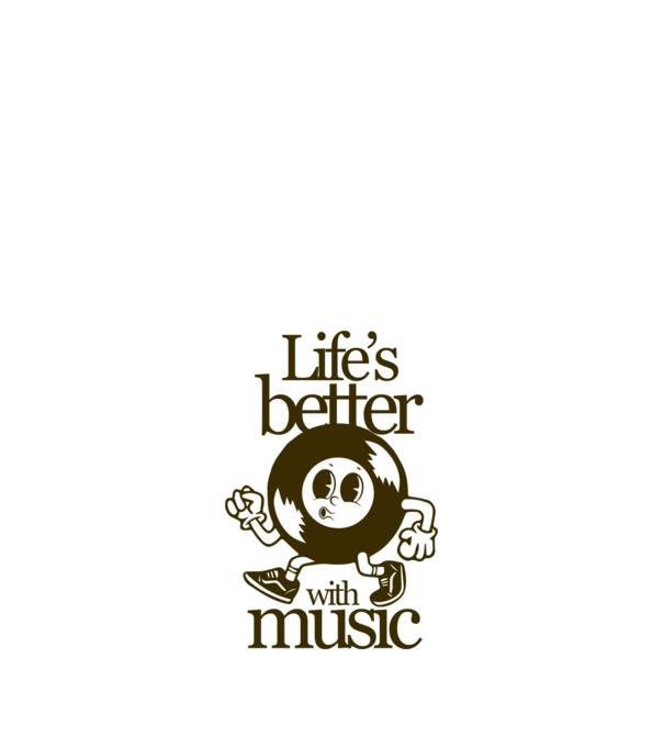 Life's better with music minta homokszín pólón