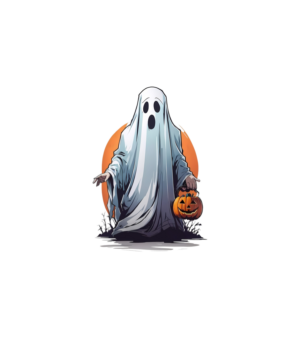 halloween szellem minta fehér pólón