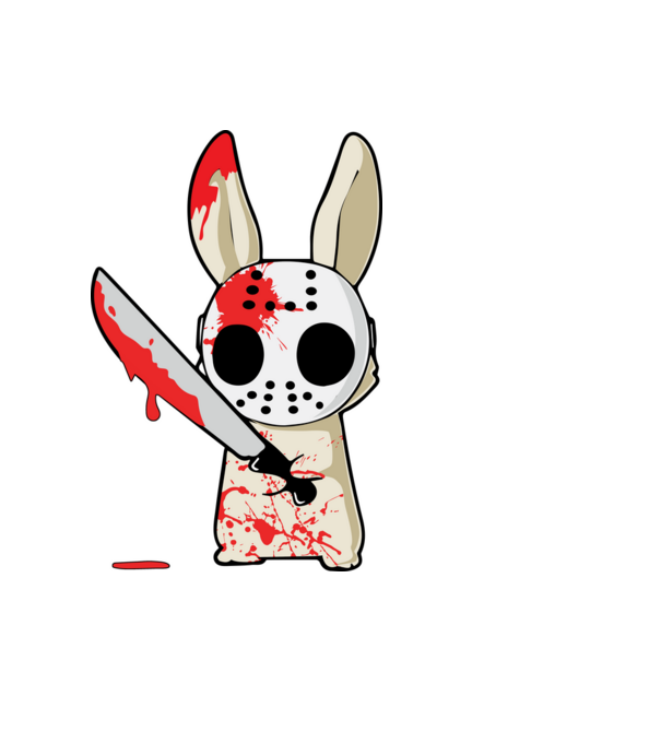 Horror nyuszi halloween pólóminta minta fekete pólón