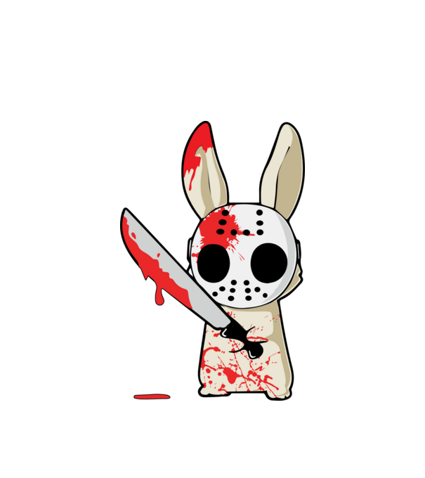 Horror nyuszi halloween pólóminta minta fehér pólón