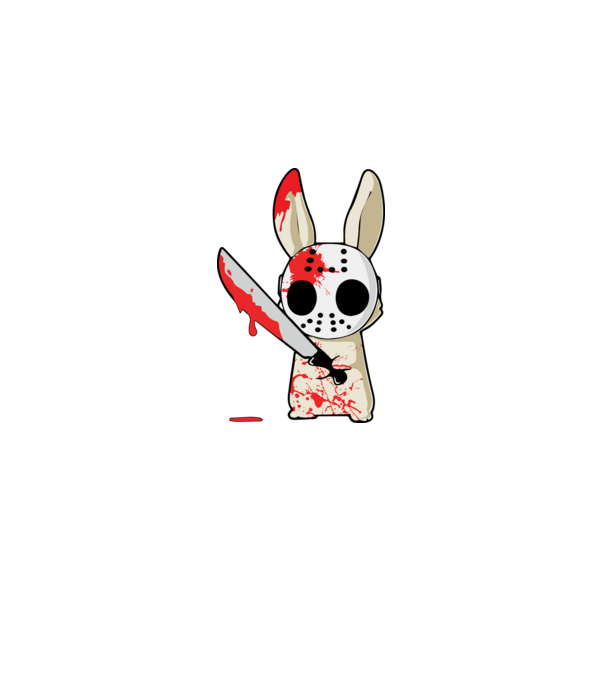 Horror nyuszi halloween pólóminta minta piros pólón
