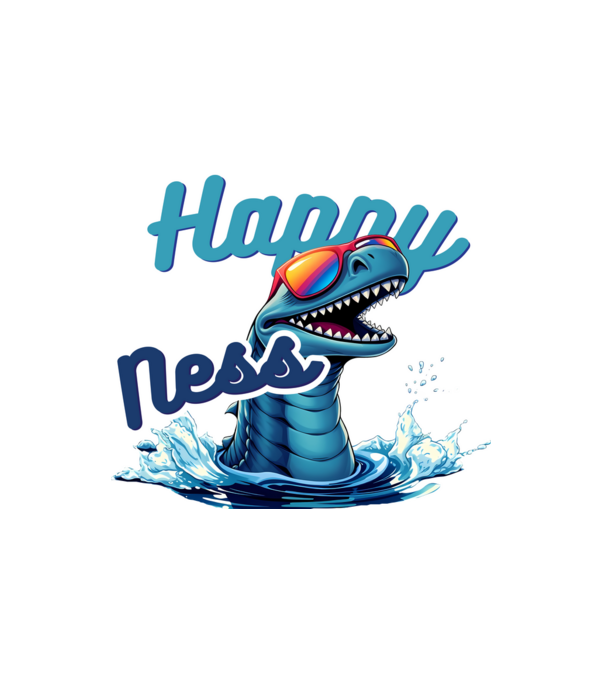 happy loch ness minta fehér pólón