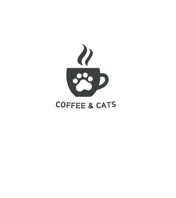 Coffee and Cats minta fehér pólón