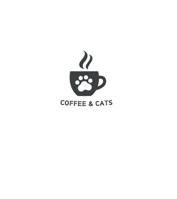 Coffee and Cats minta fehér pólón