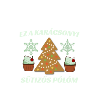 Karácsonyi sütizős minta homokszín pólón