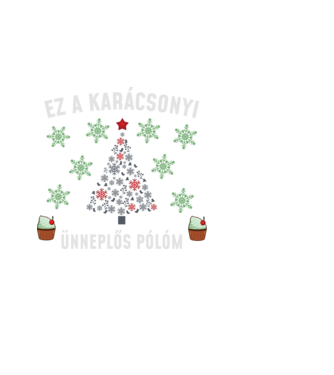 Karácsonyi ünneplős minta fekete pólón