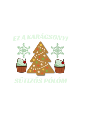 Karácsonyi sütizős minta sötétkék pólón