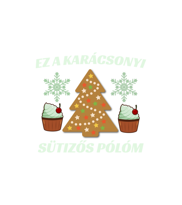 Karácsonyi sütizős minta homokszín pólón
